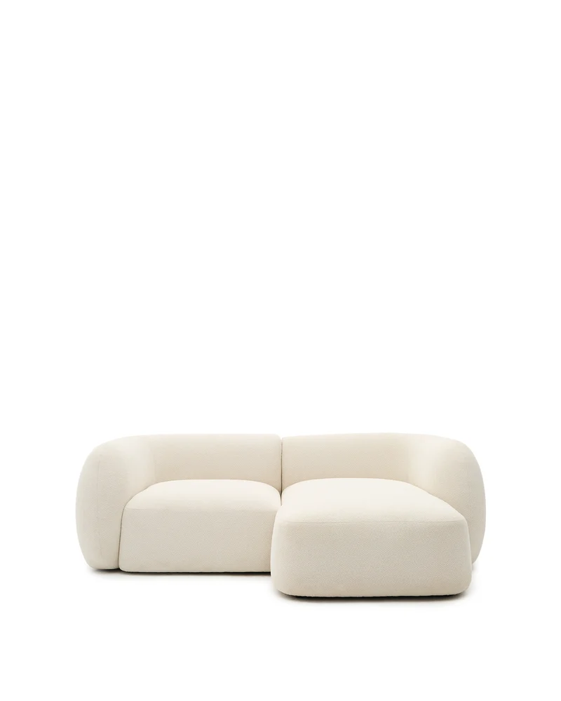 Martina ecru chenille 2-seater modular sofa with right chaise longue 230cm