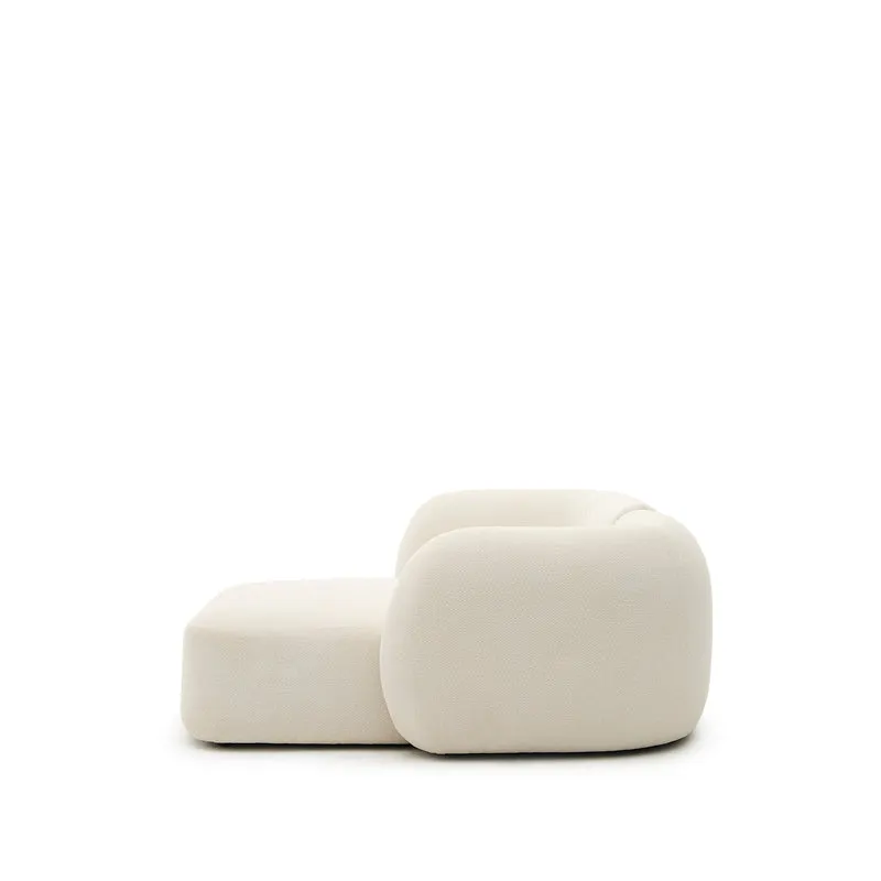 Martina ecru chenille 2-seater modular sofa with right chaise longue 230cm