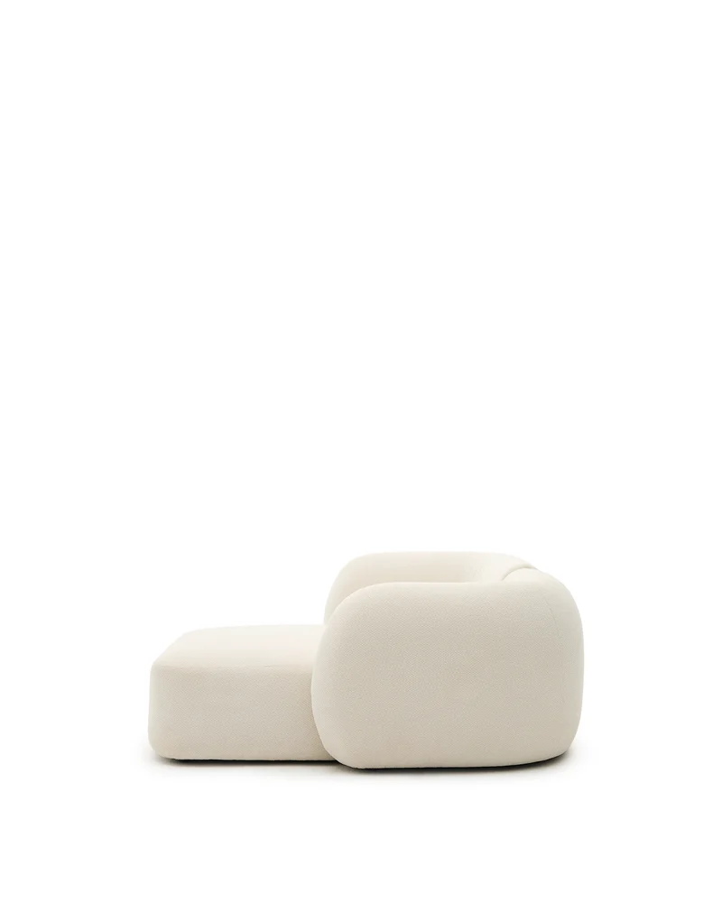 Martina ecru chenille 2-seater modular sofa with right chaise longue 230cm
