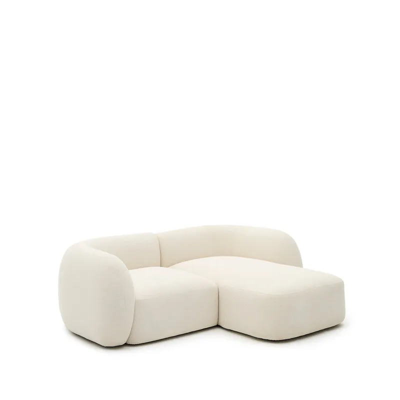 Martina ecru chenille 2-seater modular sofa with right chaise longue 230cm