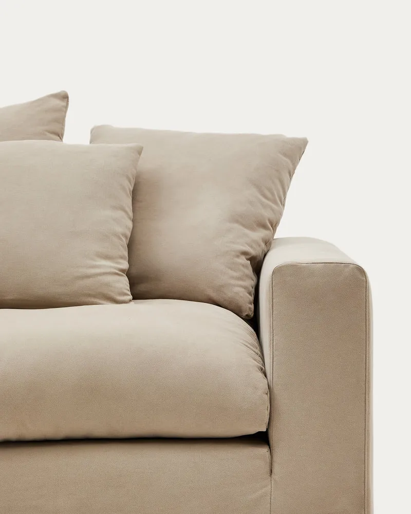 Nora 4-seater sofa cover in taupe linen and cotton