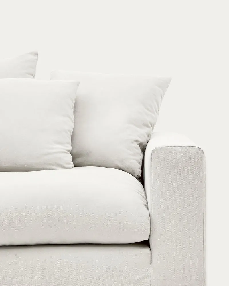 Nora 4-seater sofa cover in ecru linen and cotton