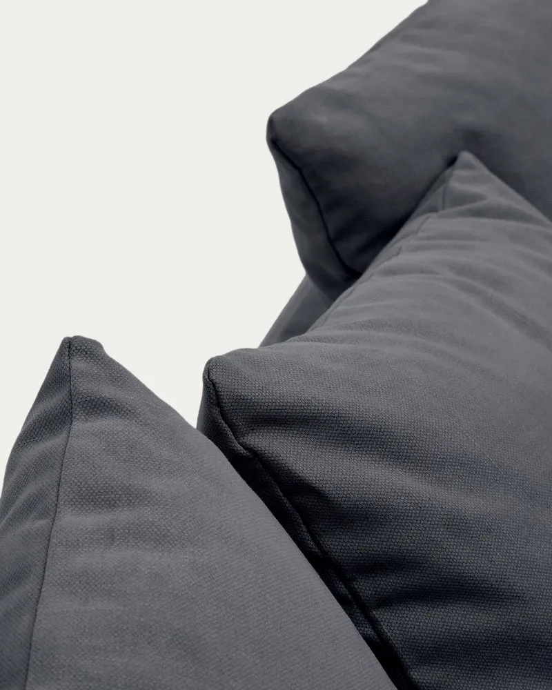 Nora 4-seater sofa cover in anthracite grey linen and cotton
