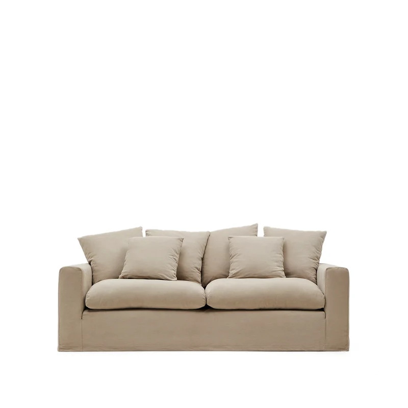 Nora 3-seater sofa cover in taupe linen and cotton