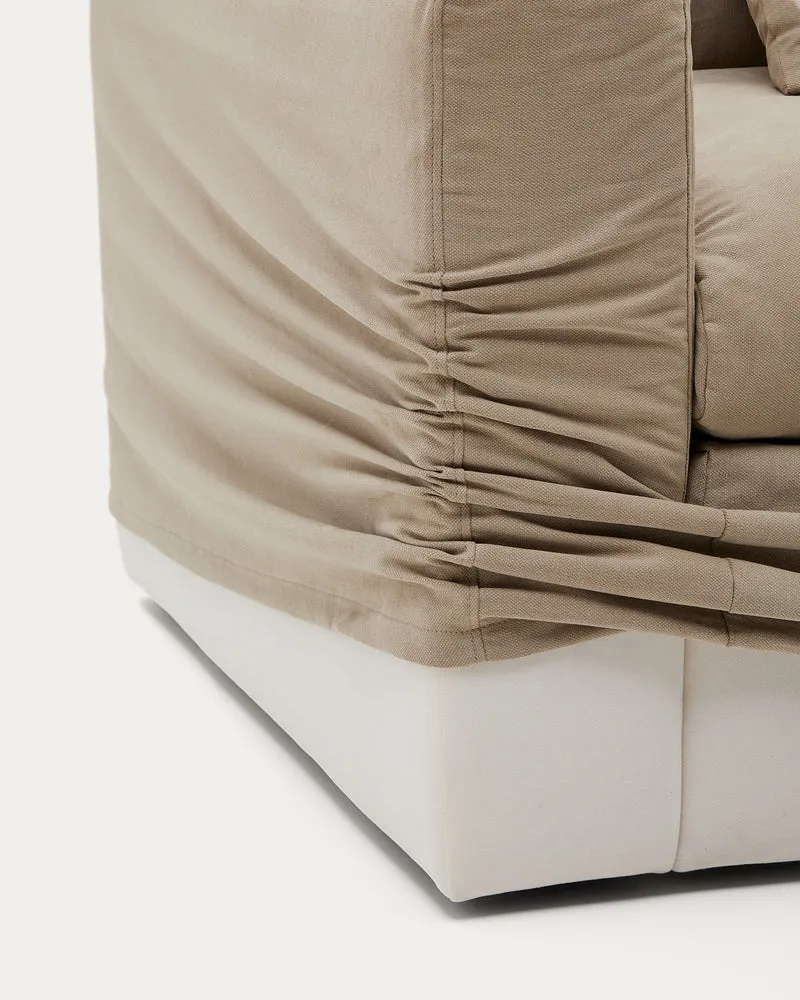Nora 3-seater sofa cover in taupe linen and cotton