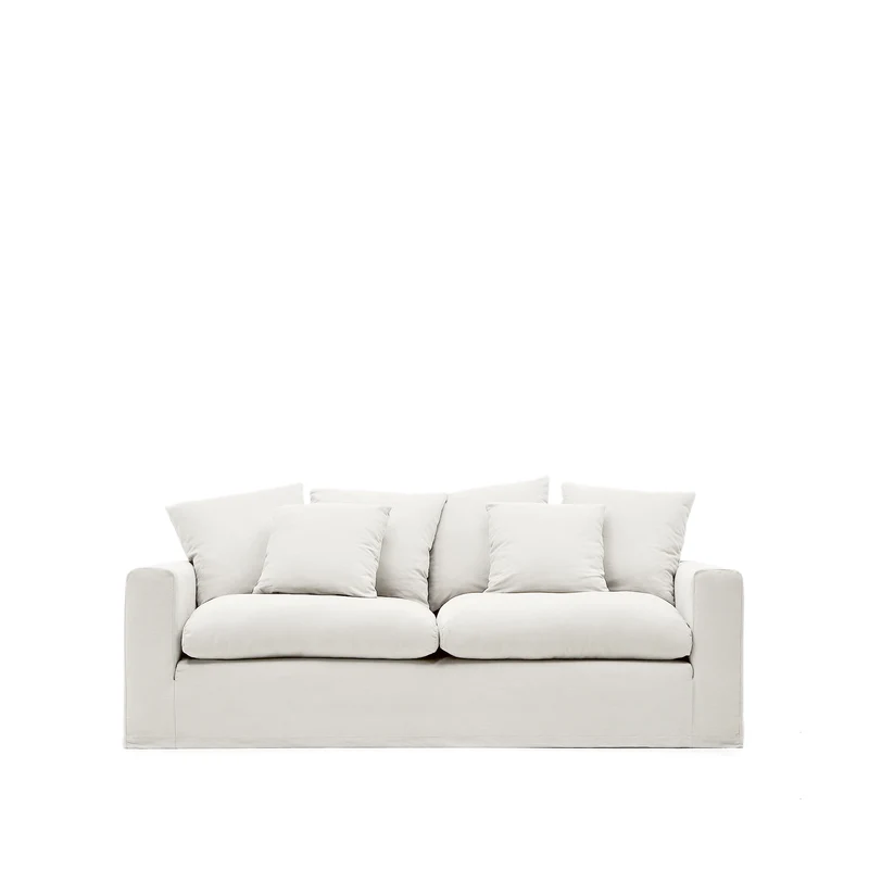 Nora 3-seater sofa cover in ecru linen and cotton