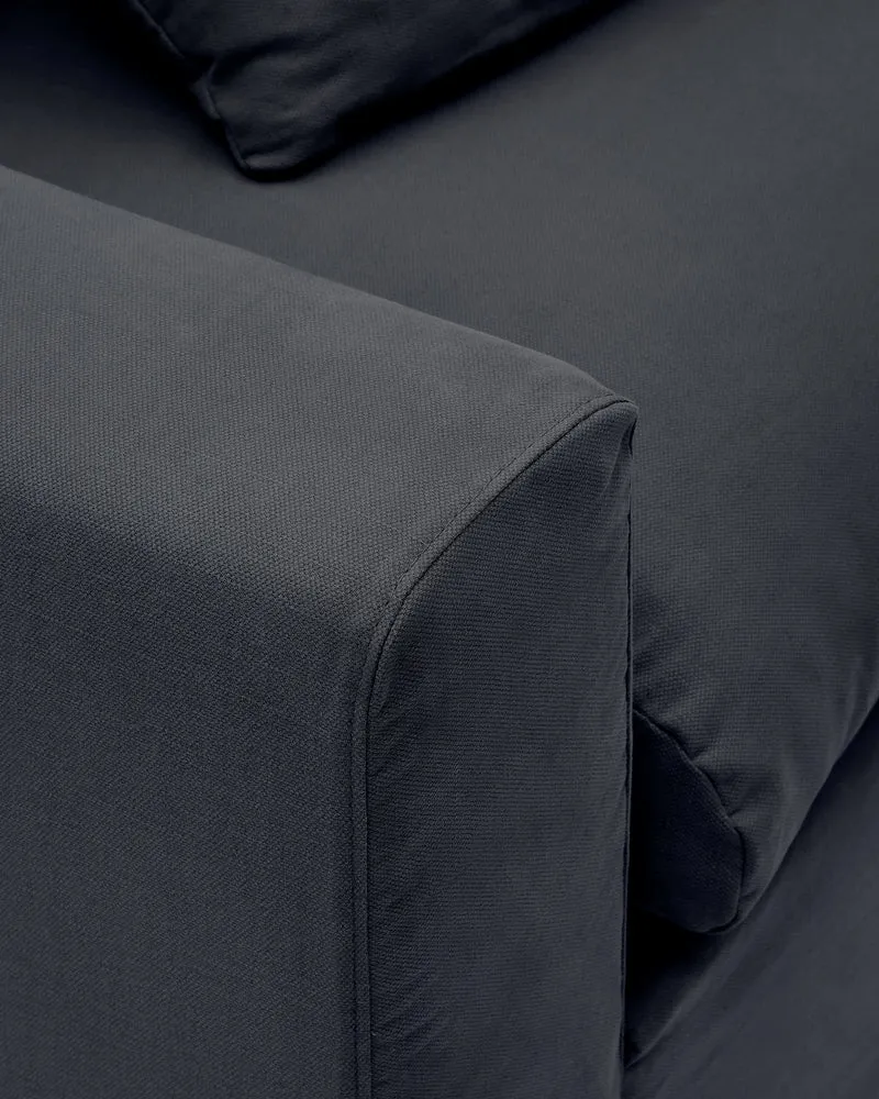 Nora armchair cover in anthracite grey linen and cotton 140cm