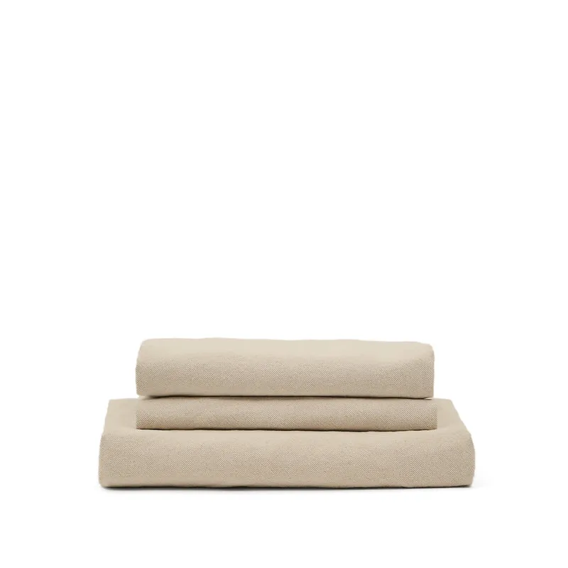 Nora armchair cover in taupe linen and cotton 92cm