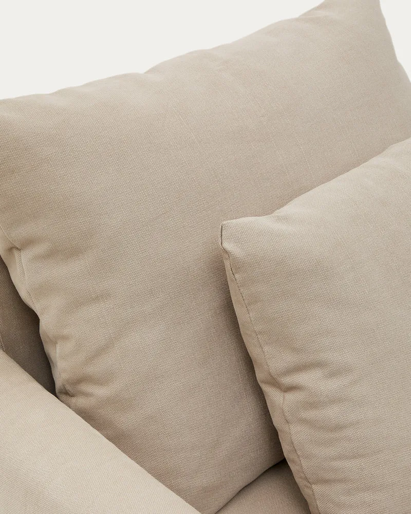 Nora armchair cover in taupe linen and cotton 92cm