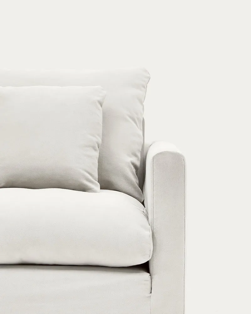 Nora armchair cover in ecru linen and cotton 92cm