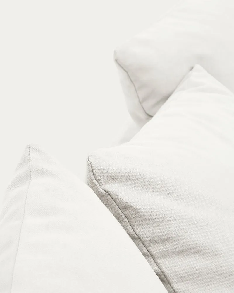 Nora 4-seater sofa with removable cover with linen and cotton cushions in ecru 340cm