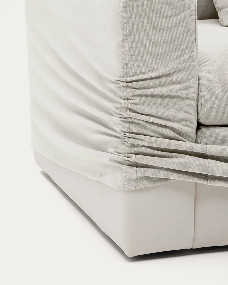 Nora 3-seater sofa with removable cover with linen and cotton cushions in ecru 240cm