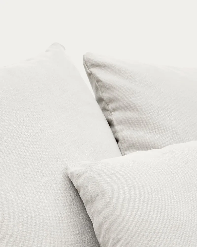 Nora armchair with removable cover with linen and cotton cushion in ecru 140cm