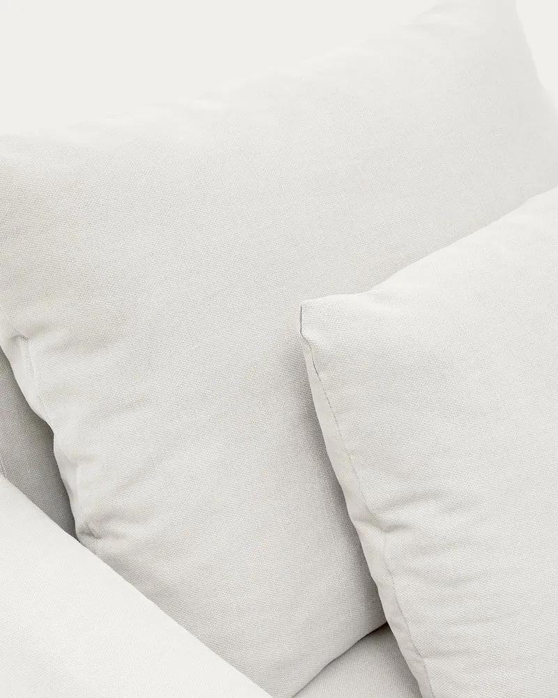 Nora armchair with removable cover with linen and cotton cushion in ecru 92cm