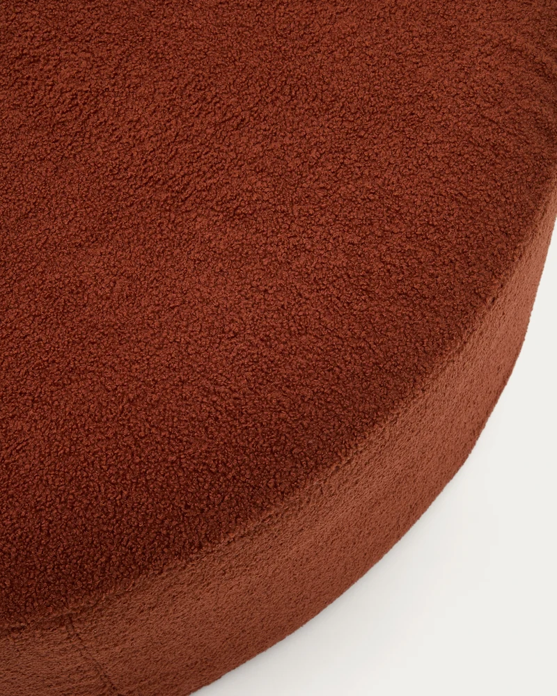 Kaeli footrest cover in terracotta bouclé Ø 120 cm