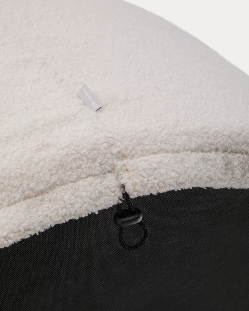 Kaeli footrest cover in ecru bouclé Ø 120 cm