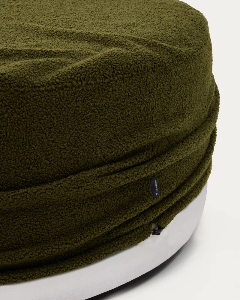 Kaeli footrest cover in green bouclé Ø 120 cm