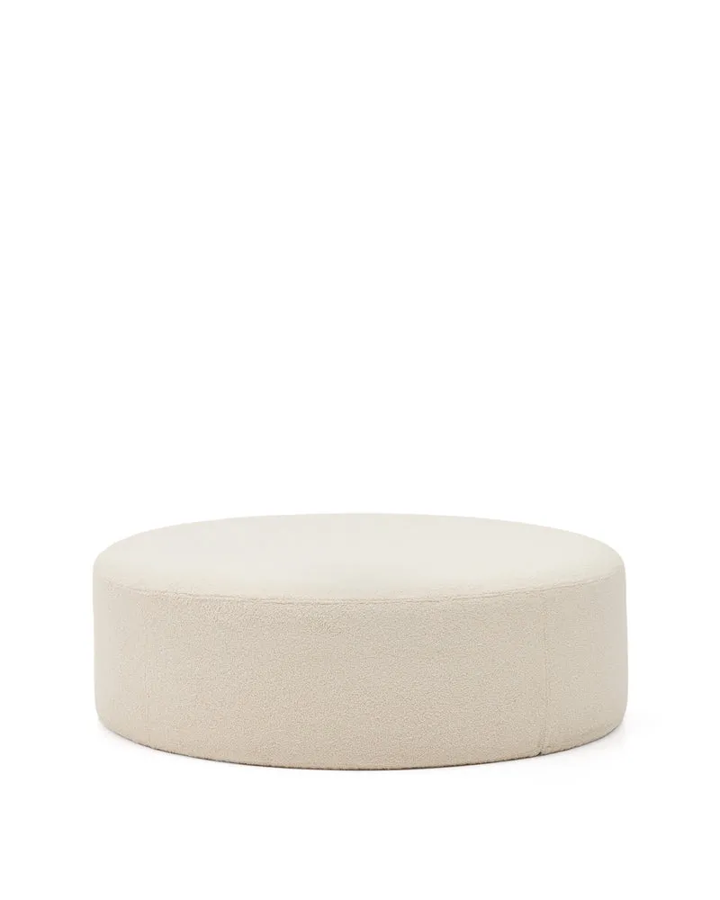 Kaeli footrest with removable cover in ecru bouclé Ø 120 cm