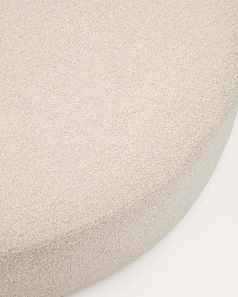 Kaeli footrest with removable cover in ecru bouclé Ø 120 cm