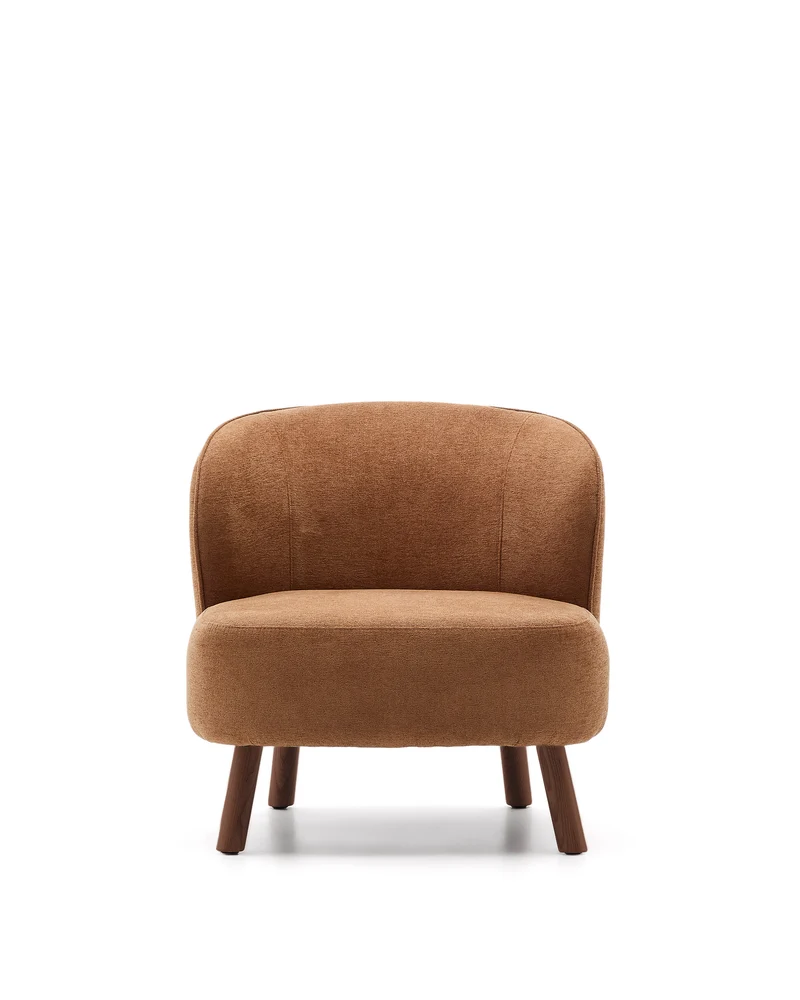 Ulit armchair in terracotta with walnut finish leg