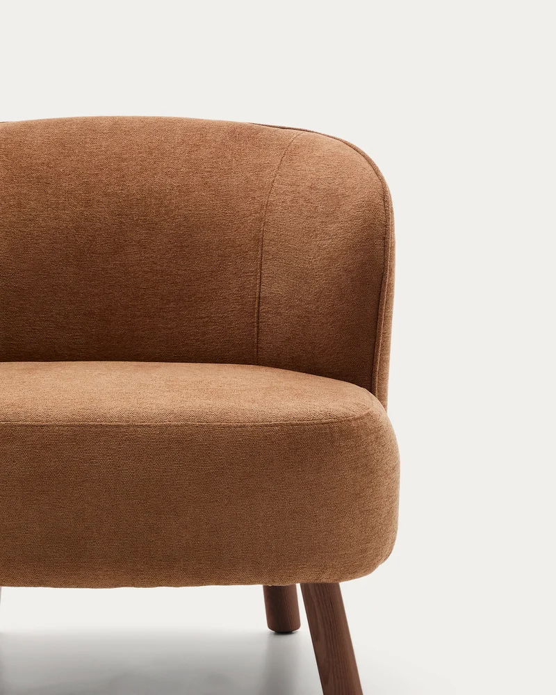 Ulit armchair in terracotta with walnut finish leg