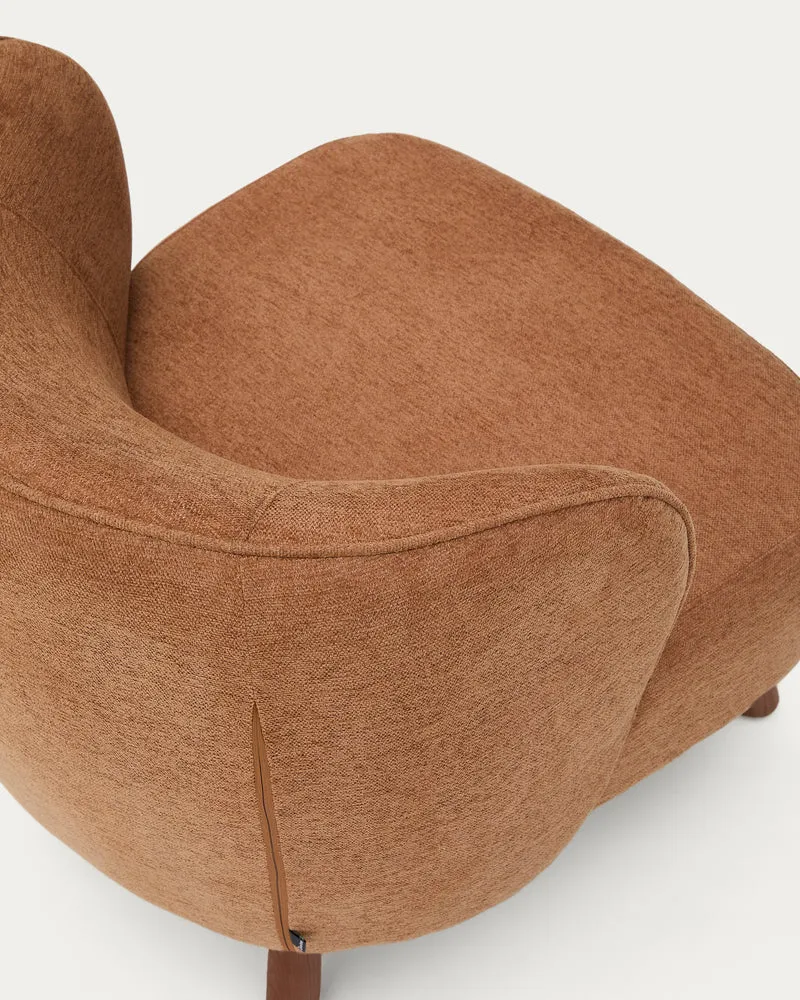 Ulit armchair in terracotta with walnut finish leg