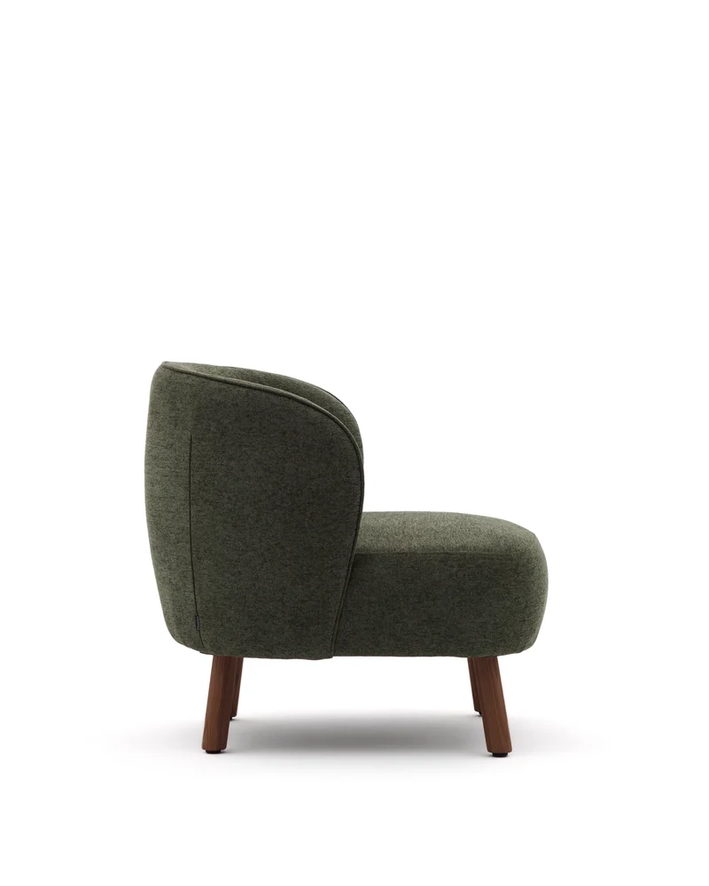 Ulit armchair in green with walnut finish legs