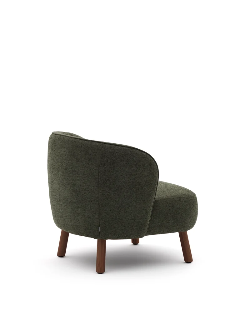 Ulit armchair in green with walnut finish legs