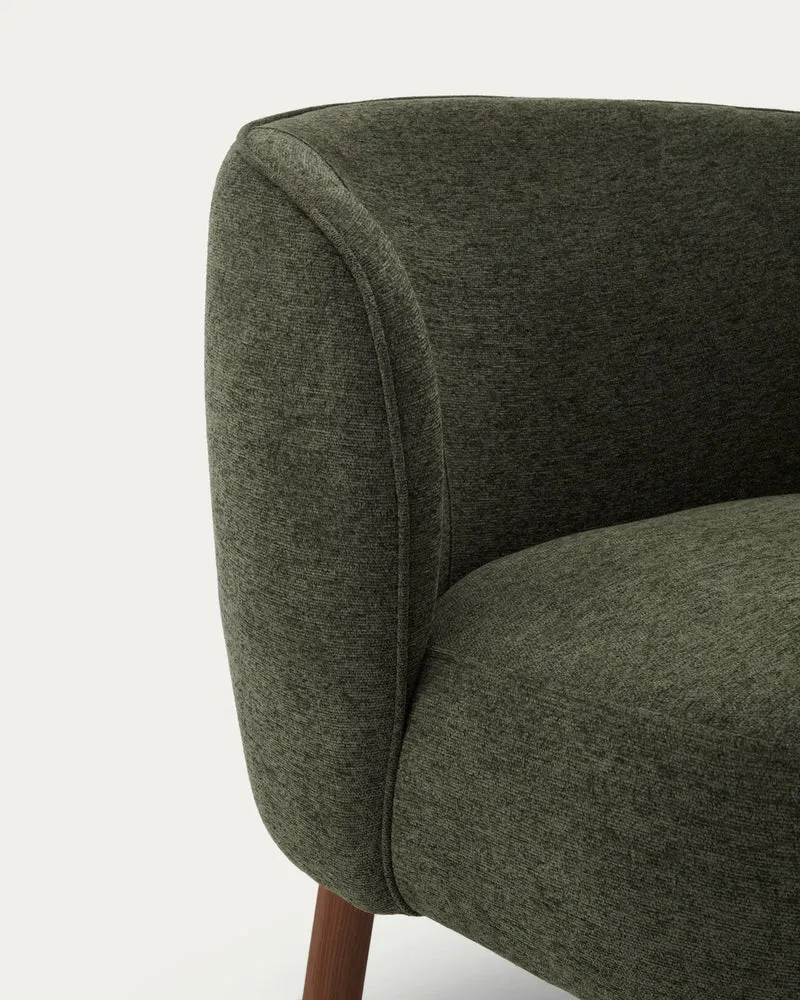 Ulit armchair in green with walnut finish legs