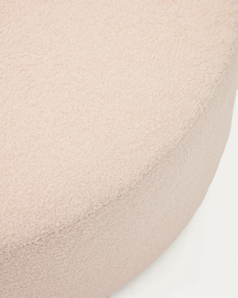 Kaeli footrest with removable cover in pink bouclé Ø 90 cm