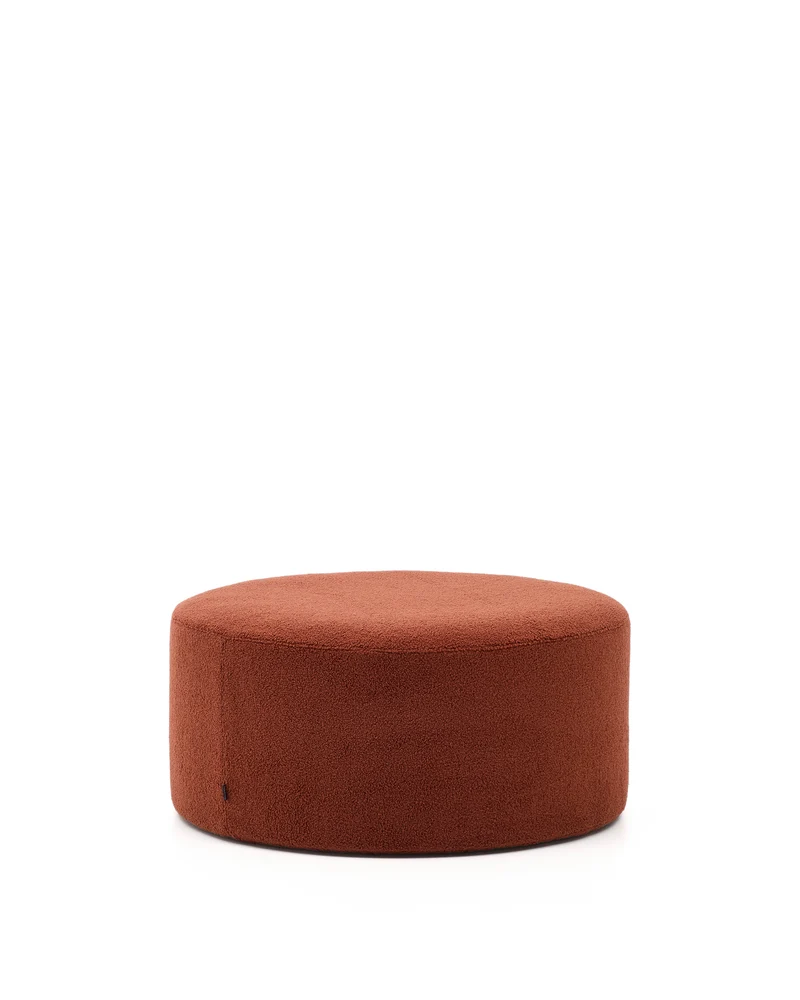 Kaeli footrest with removable cover in terracotta bouclé Ø 90 cm