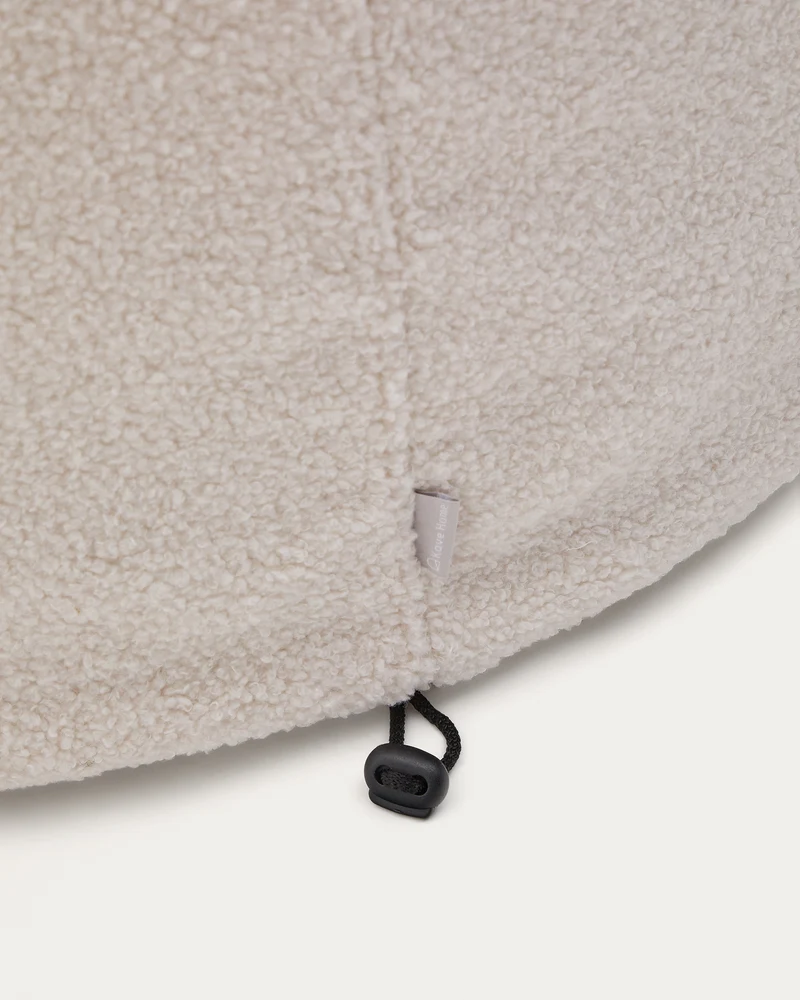 Kaeli footrest with removable cover in ecru bouclé Ø 90 cm