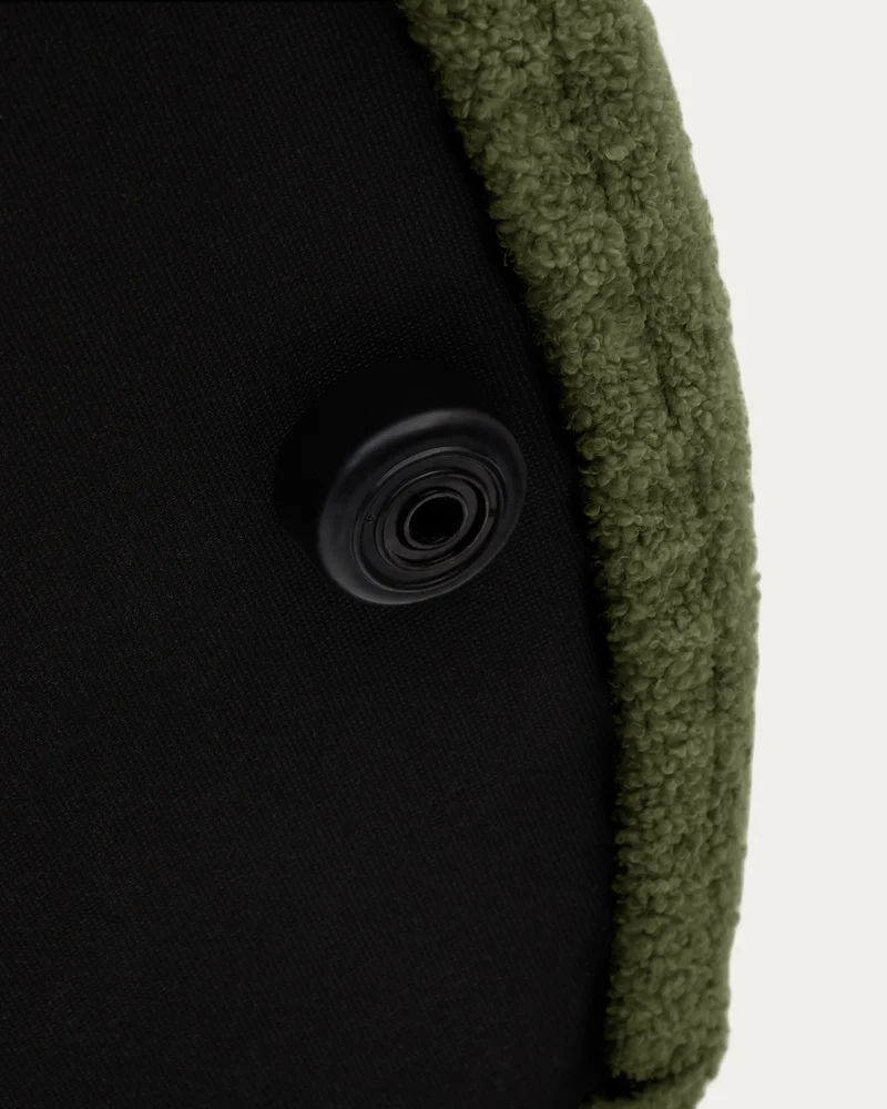 Kaeli footrest with removable cover in green bouclé Ø 90 cm