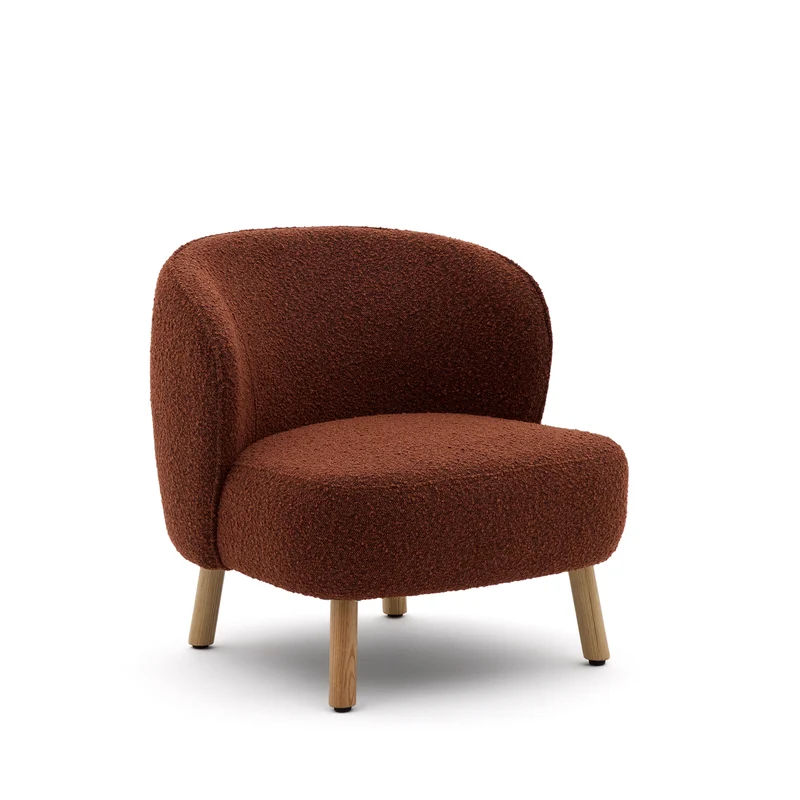 Ulit armchair in terracotta bouclé natural finish legs