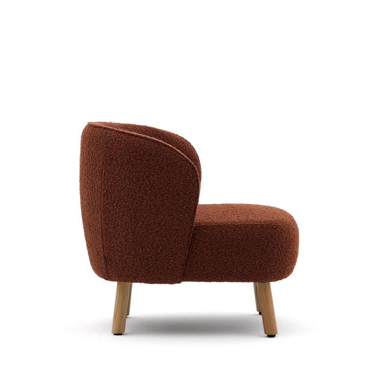 Ulit armchair in terracotta bouclé natural finish legs