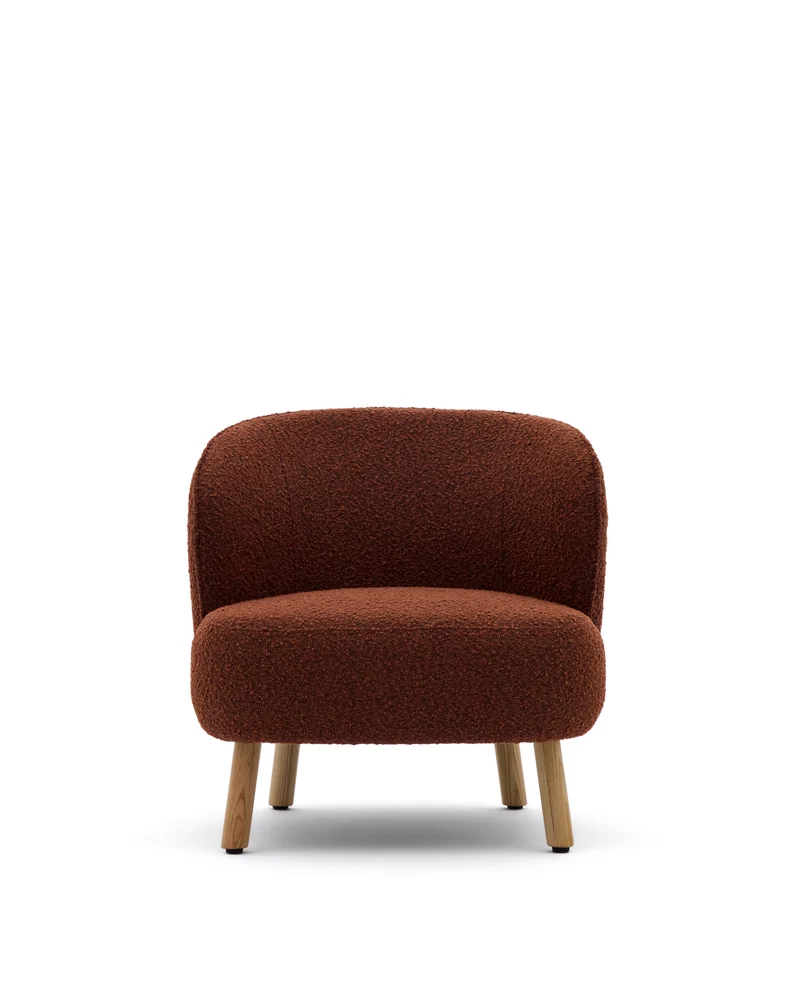 Ulit armchair in terracotta bouclé natural finish legs