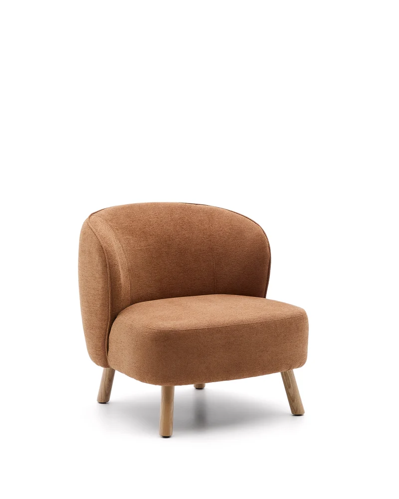 Ulit armchair in terracotta chenille natural finish legs