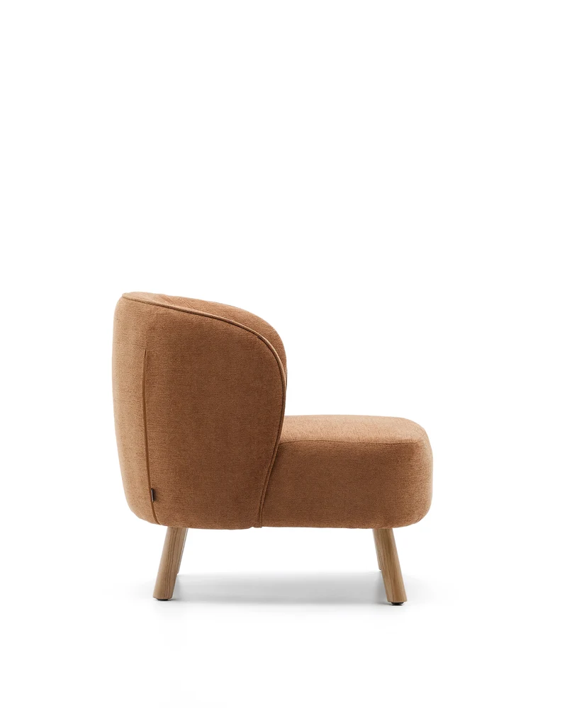 Ulit armchair in terracotta chenille natural finish legs
