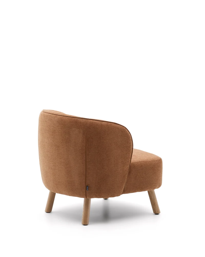 Ulit armchair in terracotta chenille natural finish legs