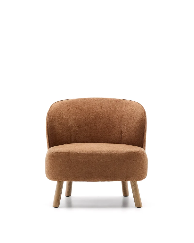 Ulit armchair in terracotta chenille natural finish legs