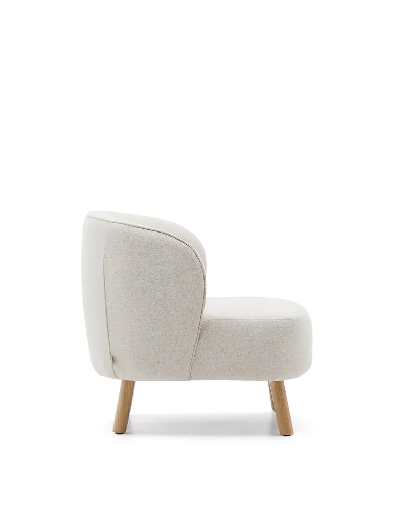 Ulit armchair in beige chenille natural finish legs