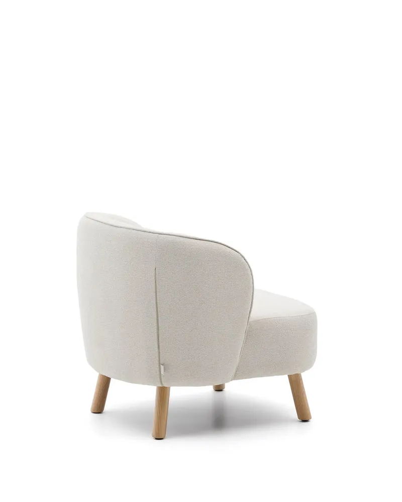 Ulit armchair in beige chenille natural finish legs