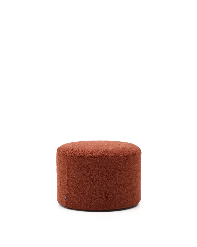 Kaeli footrest with removable cover in terracotta bouclé Ø 60 cm