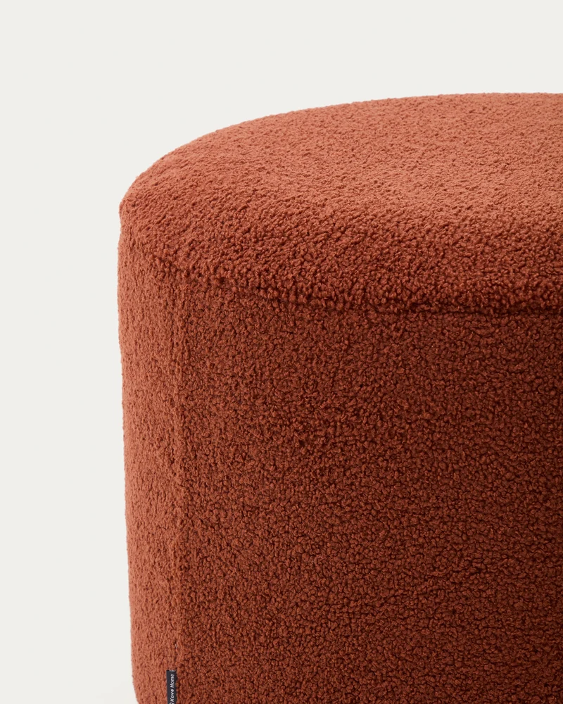 Kaeli footrest with removable cover in terracotta bouclé Ø 60 cm