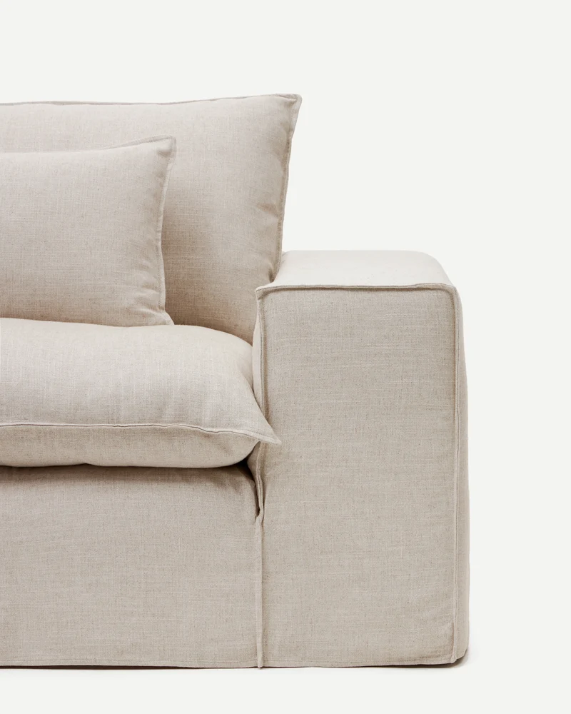 Anarela 3 seater sofa cover in beige linen