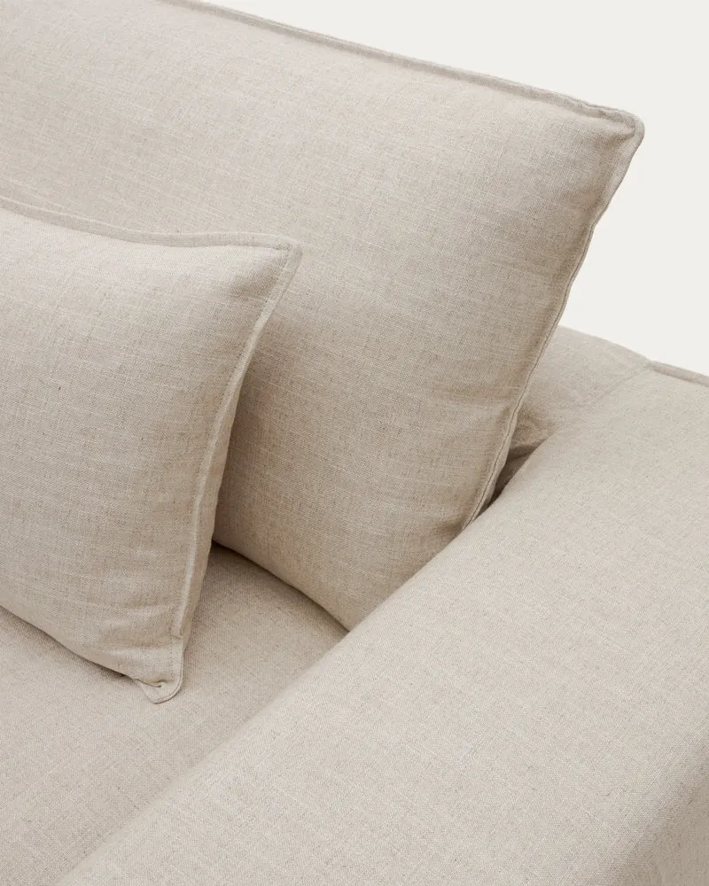 Anarela 3 seater sofa cover in beige linen