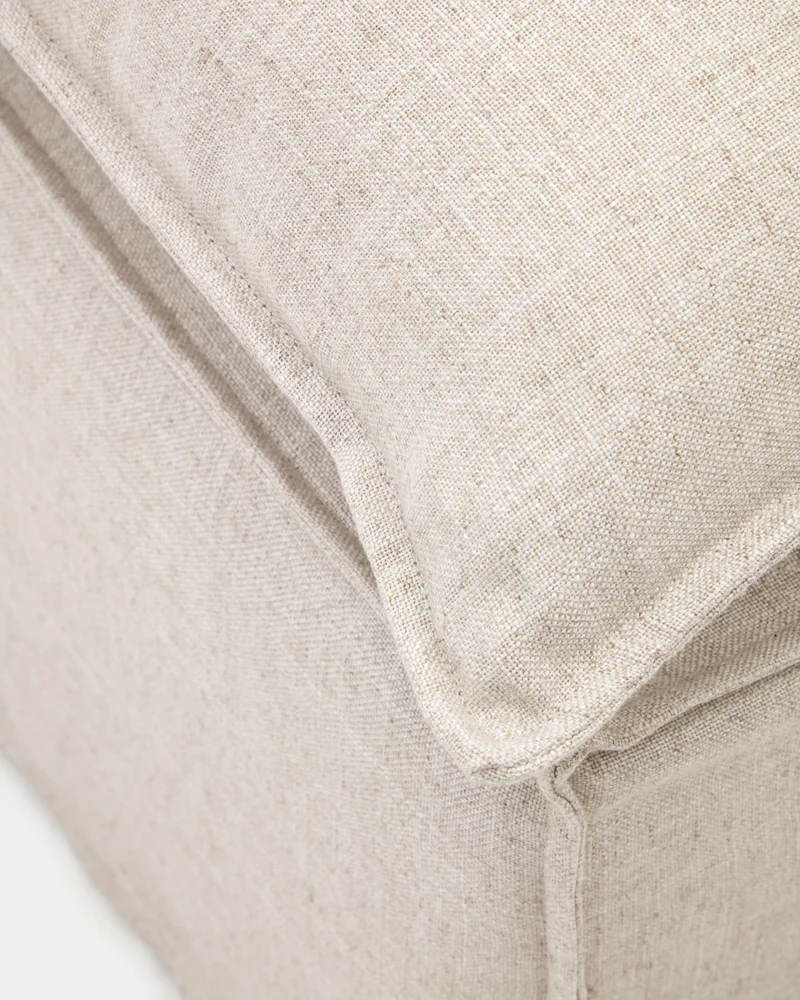 Anarela removable-cover footstool with beige linen cushion FSC Mix Credit 80 x 80 cm.