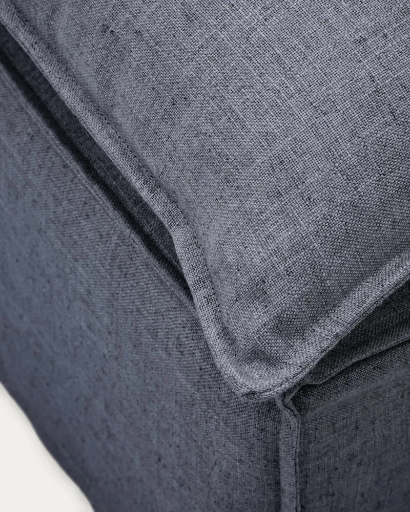 Anarela dark grey linen and viscose footrest with removable cover and cushion 80 x 80cm FSC Mix Credit