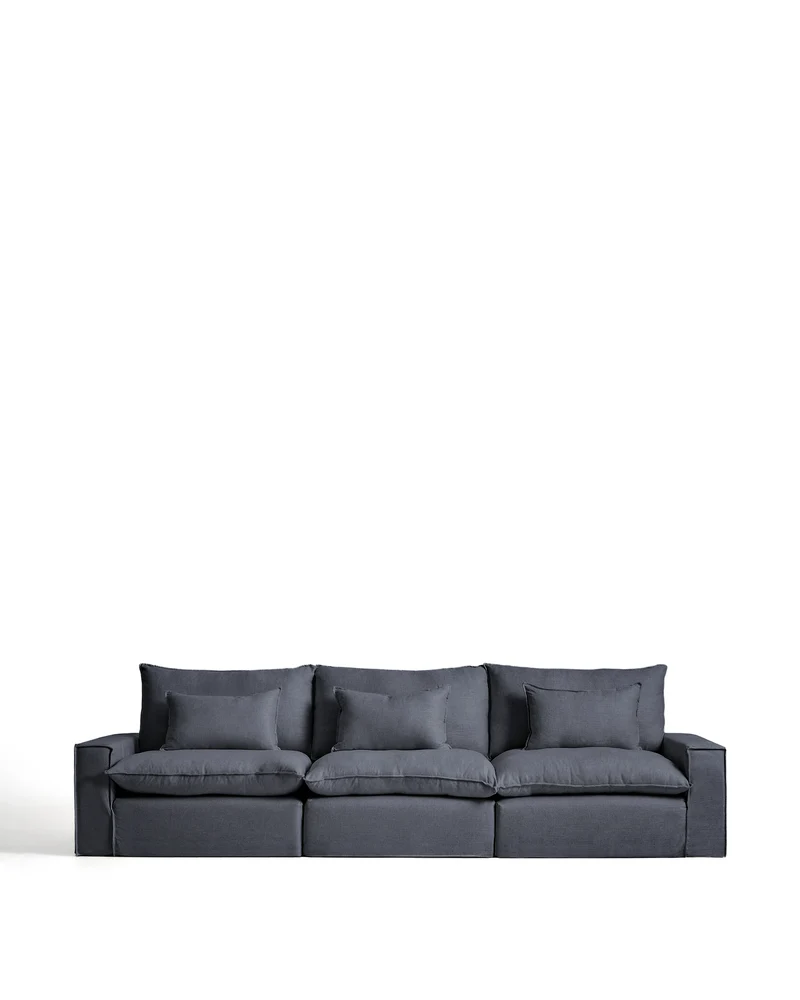 Anarela dark grey linen and viscose 5-seater modular sofa with removable cover 370cm FSC Mix Credit