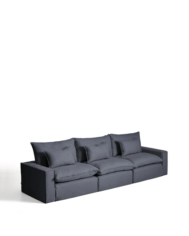 Anarela dark grey linen and viscose 5-seater modular sofa with removable cover 370cm FSC Mix Credit